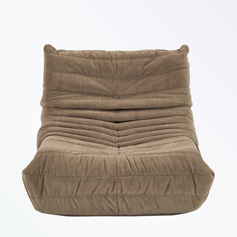 Bean bag Chair with button tufted back, Matte Brown Polyester