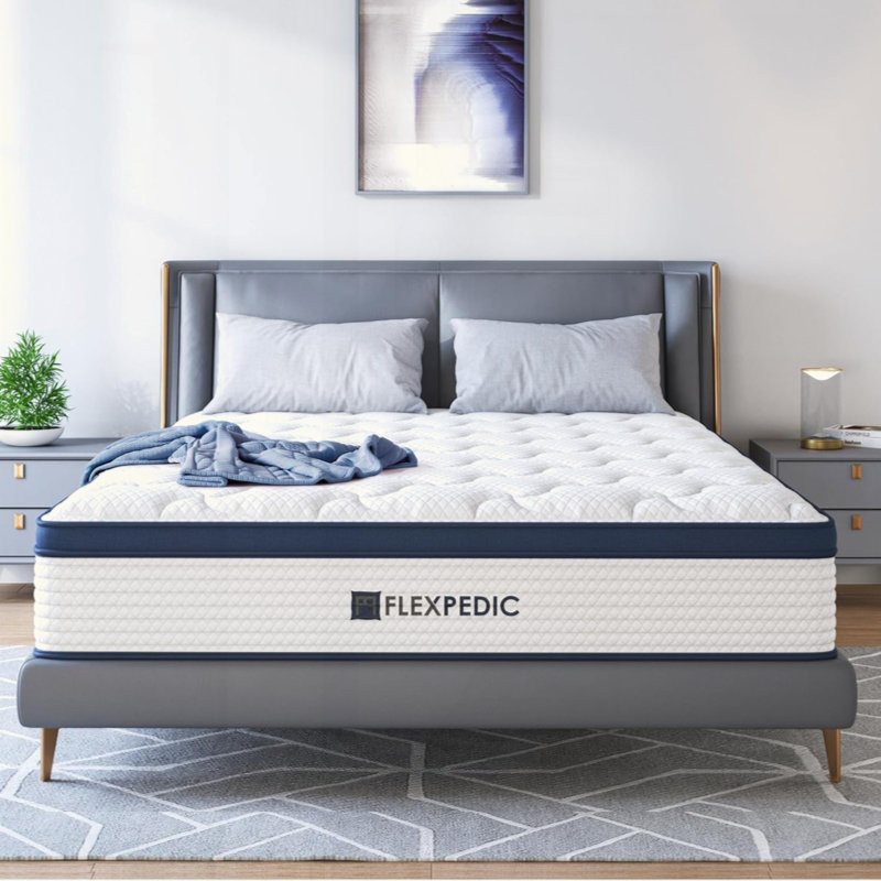 Matelas 10 po, matelas en mousse à mémoire de forme hybride avec coton d'espace pour un sommeil serré, matelas à fermeté moyenne ferme avec soutien plus fort, isolement des mouvements et soulagement de la pression