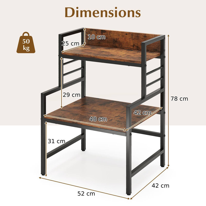 3-Tier Microwave Stand Kitchen Countertop Organizer-Coffee
