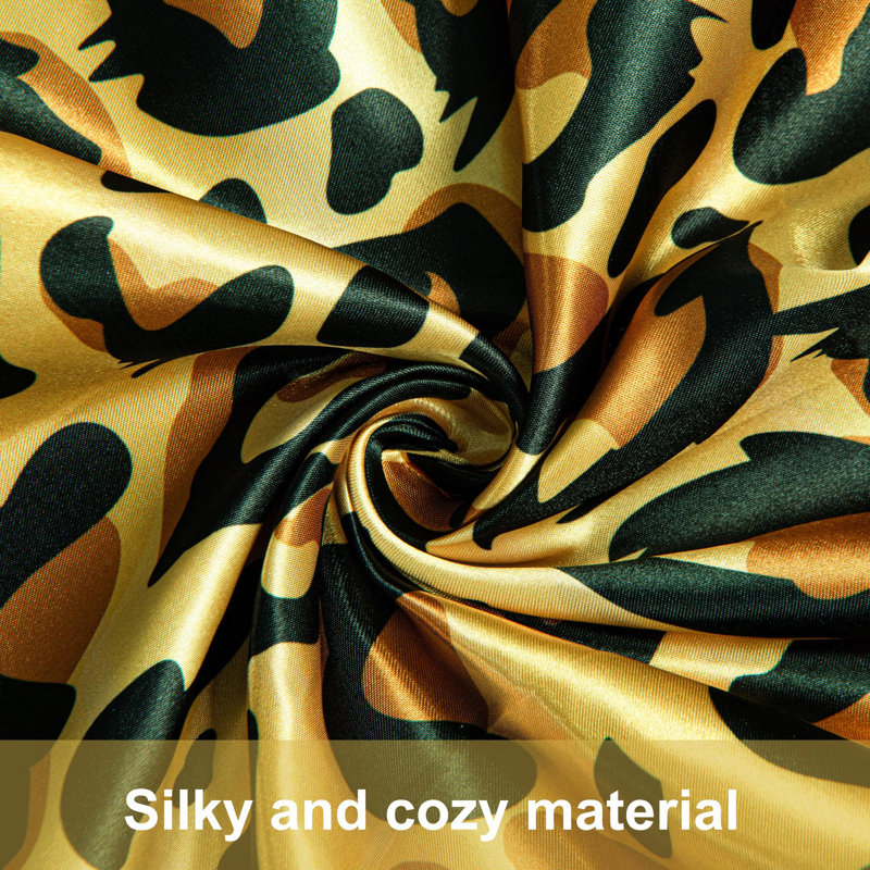 2 Pack Satin Marble Print Pillowcases, King Pillow Case with 2 Pillowcases, Yellow/Black Leopard
