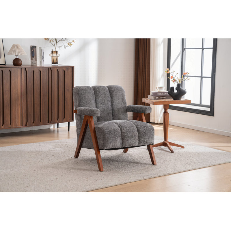 Fauteuil Mid-Century moderne en forme de nuage avec tissu chenille, Grey