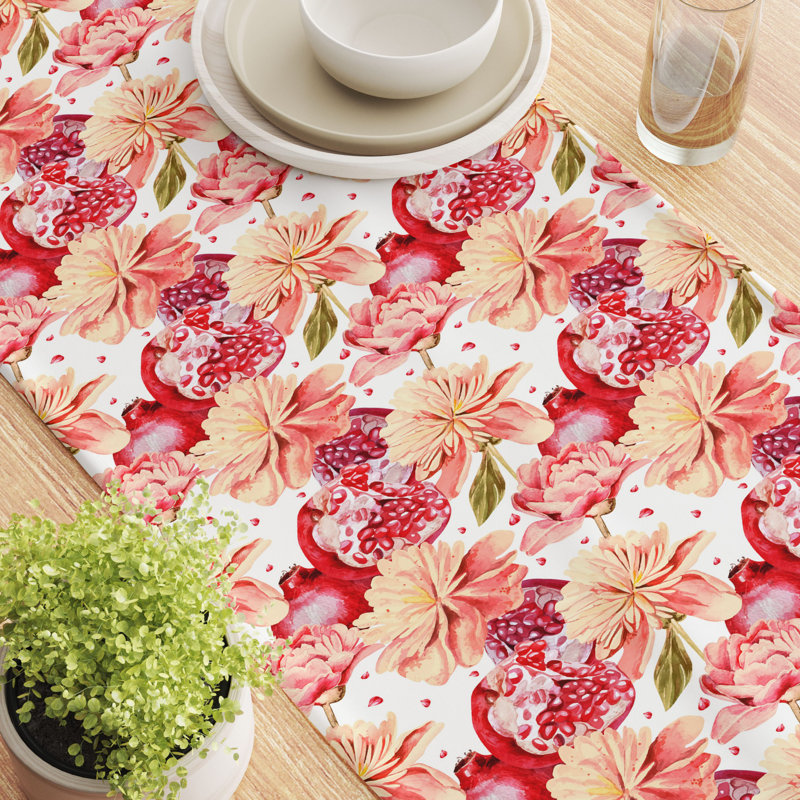 Floral 189 Cotton Table Runners, 90" x 16"