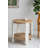 20X20x19.7" Round Two-Tiered Wooden Side Table With Natural Brown Finish And Distressed White Legs