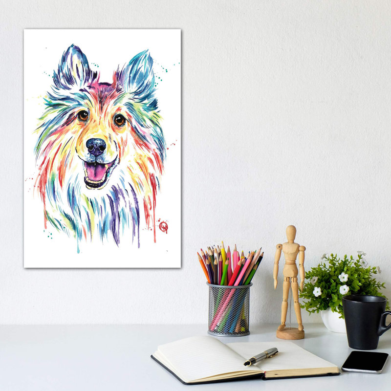 Sheltie de Lisa Whitehouse-impression d’art graphique, Pas de tapis, Toile tendue, H 12 po x l 8 po x P 0,75 po