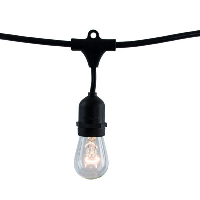 Outdoor String Light Set 48 Ft with 15 Clear S14 Incandescent Bulbs and E26 Sockets