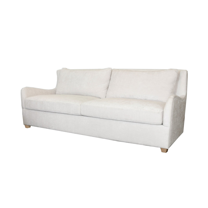 Kaleb 92.5'' White Velvet Upholstered Sofa