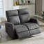 Ensemble de salon inclinable manuel 3 pièces en cuir végétalien gris avec 3 fauteuils inclinables et causeuse-100692905
