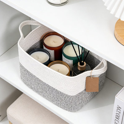 Woven Storage Basket With Handles, Multipurpose Jute Organizer For Shelves, Toys, Towels, And Home Decor, Foldable Design For Easy Storage