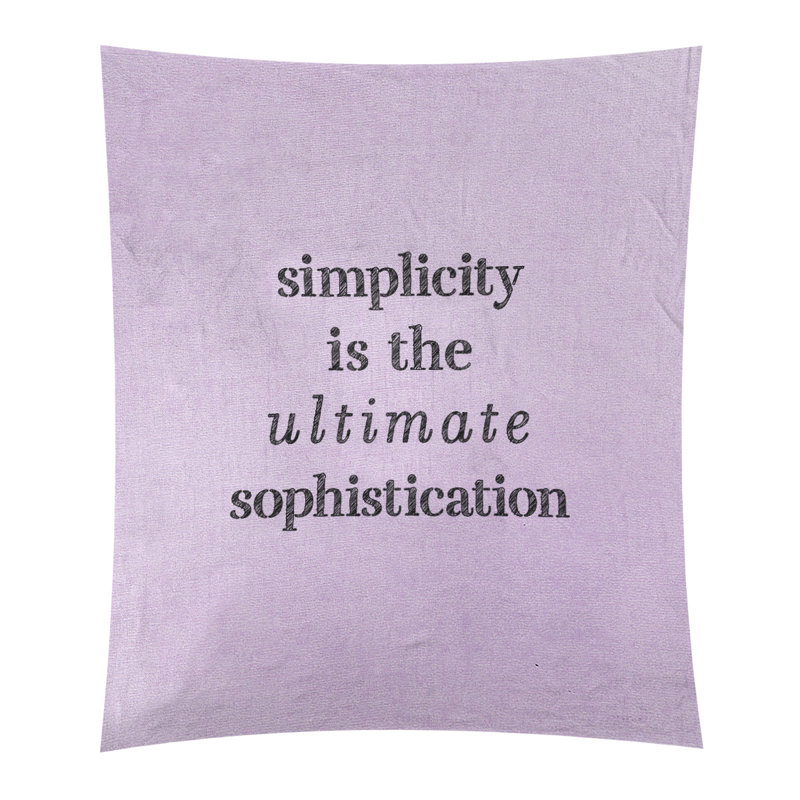 Tapisserie à citation simple et sophistiquée en polyester, H 80 po x l 68 po, Mauve / Noir