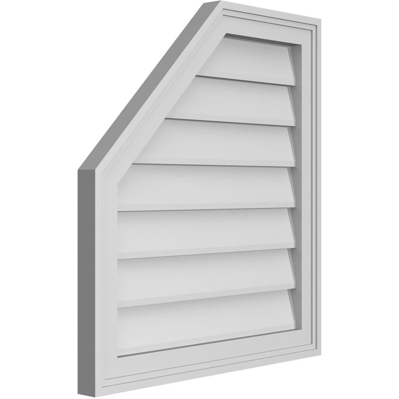 Half Octagon Top Left Surface Mount Signature Urethane Non-Functional Gable Vent Primed Tan, 1.5" H x 22" L x 24" W
