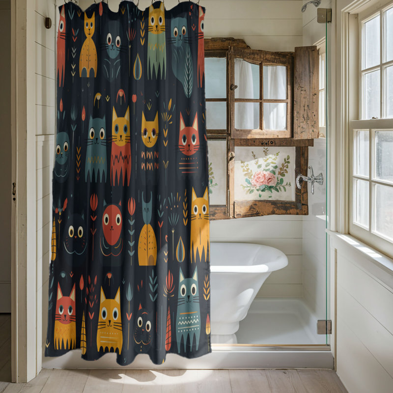 Rideau de douche Phantom Cats - Premium, H 74 po x l 71 po