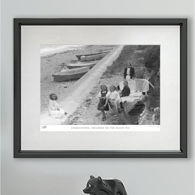 Charlestown, Children On The Beach 1912 - Single Picture Frame Print on Wood, 45cm H x 60cm W x 2.3cm D