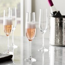LAV Champagne Flutes Set of 6 - Clear Champagne Glasses 7.25 oz - Mimosa  Glasses 