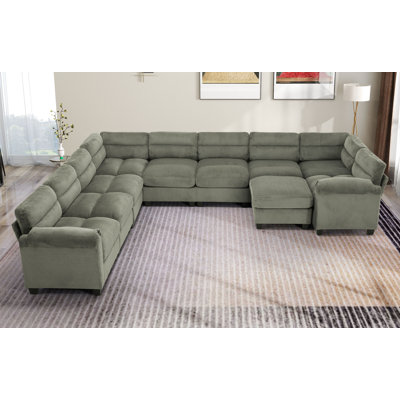 Canapé modulaire rembourré en velours côtelé 10 pièces avec repose-pieds Dona