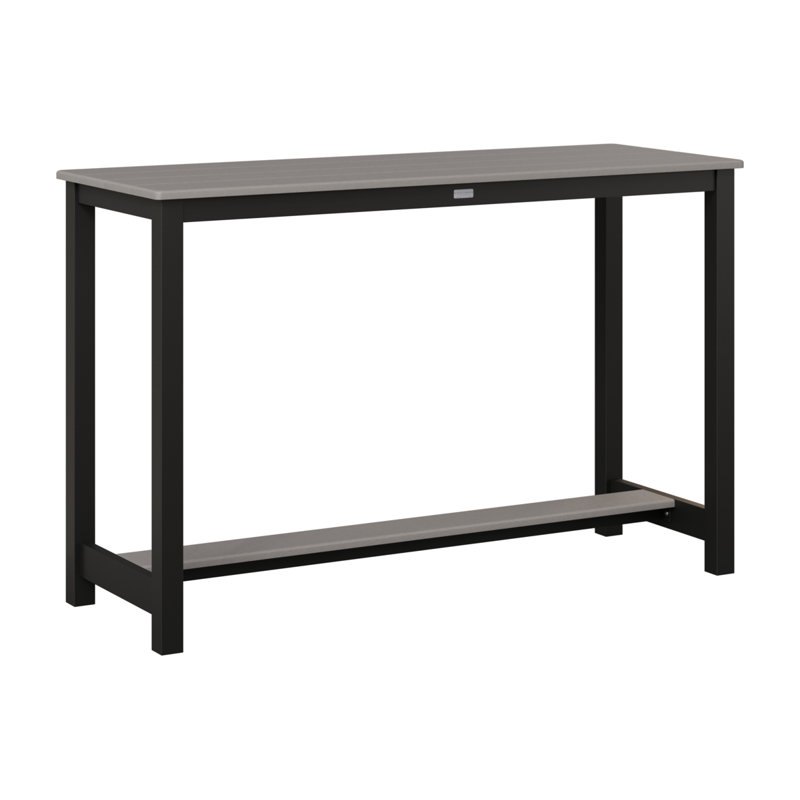Table de bar en aluminium Berlin Gardens, 38.5" H x 60" W x 22" D, Noir mat, Gris clair
