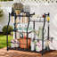 Heavy Duty Metal Freestanding Rolling Garage Tool Organizer Cart With Wheels For Power & Long Handled Tools