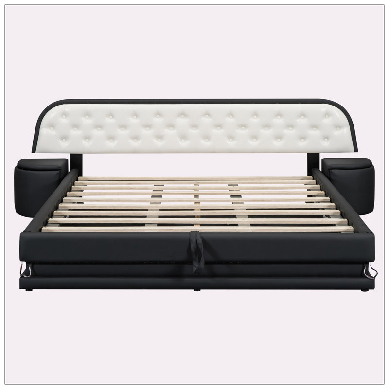 Lit plateforme avec rangement en cuir Emilyn