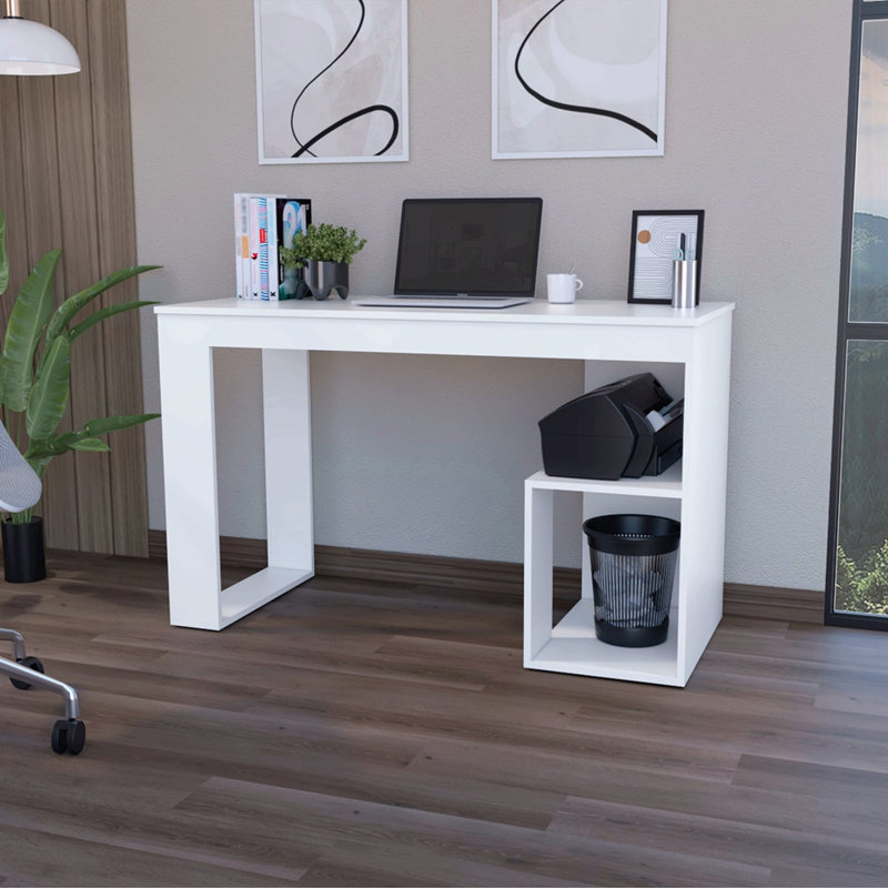 Bureau d'écriture blanc à deux tablettes