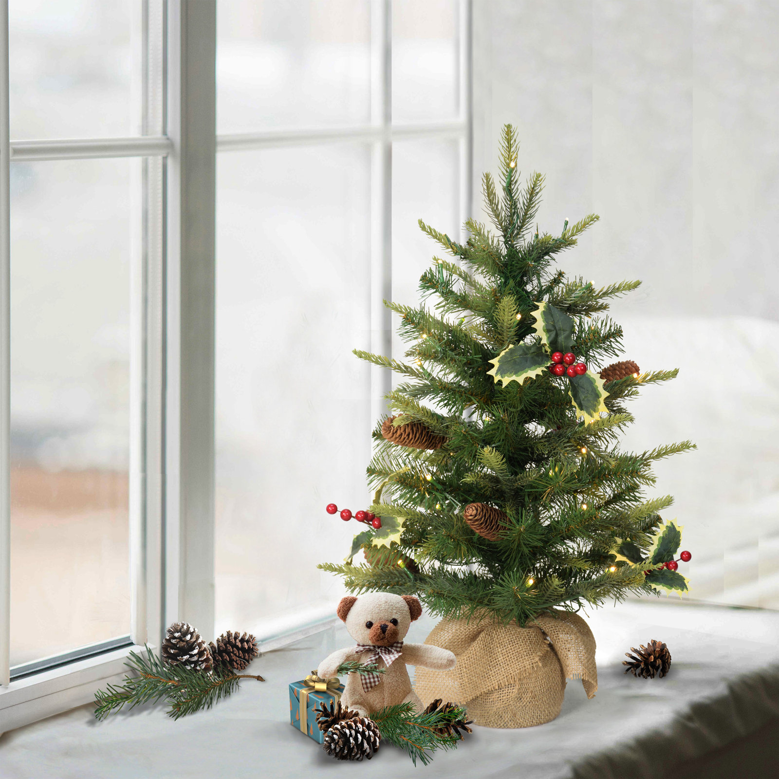24' Lighted Artificial Pine Christmas Tree