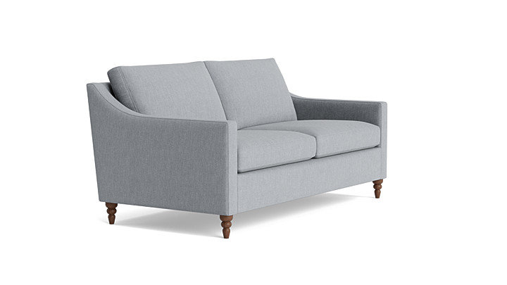 Vera Loveseat (70"), Walnut Finish (Turned), Performance Weave - Zinc