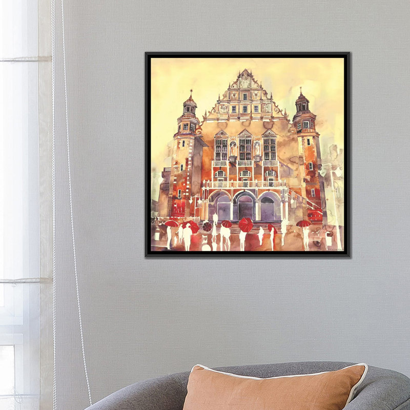 « poznań » par maja wronska, impression sur toile, H 26 po x l 26 po x P 1,5 po, Toile avec cadre noir, Pas de tapis