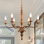 Lustre français 6 lumières avec laiton doré