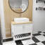 Meuble-lavabo 32 po avec lavabo, meuble-lavabo simple avec portes et tablette ouverte, petit meuble-lavabo en bois massif avec lavabo, blanc + naturel
