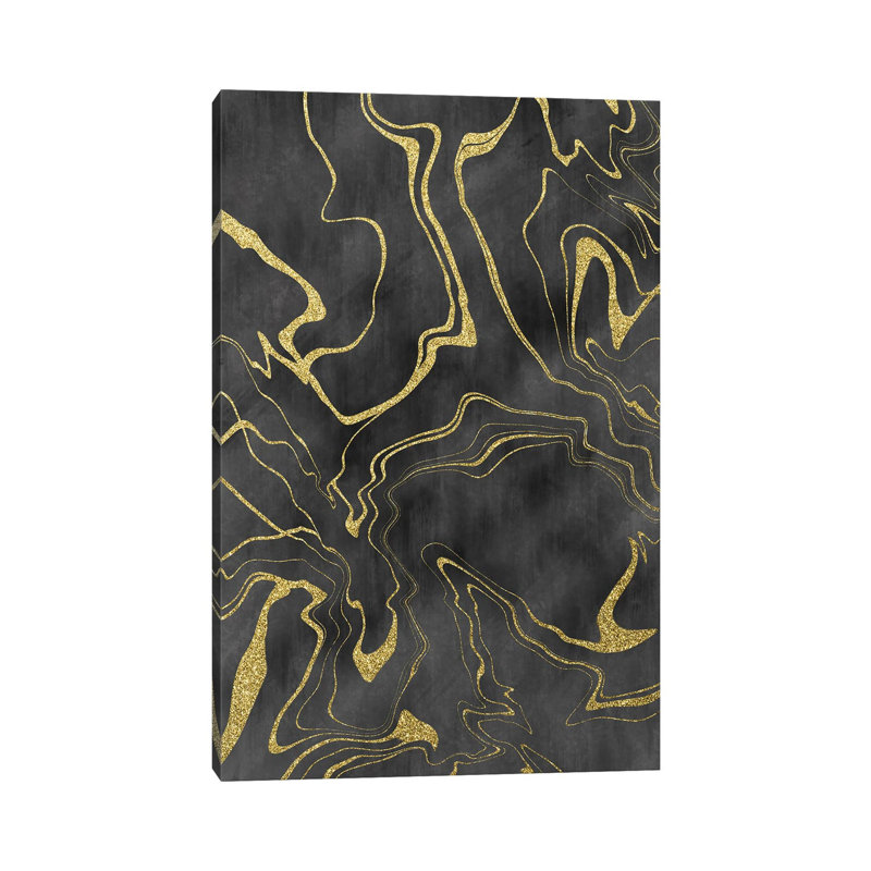 Golden Flows XI by Melanie Viola - Wrapped Canvas Painting, 20.32 cm H x 30.48 cm W