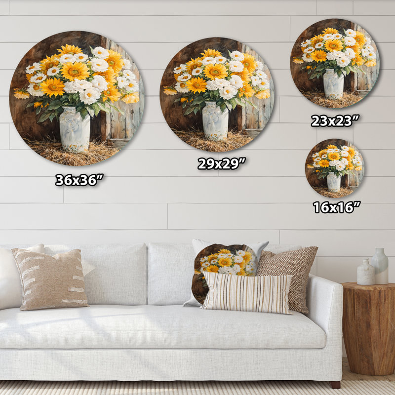 Nadeau - Décoration murale traditionnelle en métal jaune, H 29 po x l 29 po