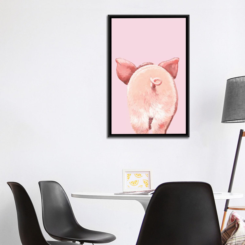 Art de cochon, Toile avec cadre noir, H 60 po x l 40po x P 1,5 po
