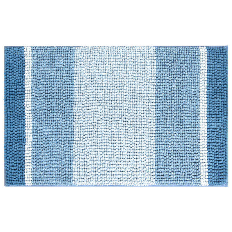 Tapis pour salle de bain Mersin, L 16 po x L 24 po, Bleu pierre