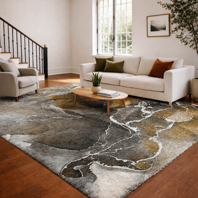 Premium Machine Washable Dream Shag ADS503 Watercolors Rug, 10' x 14', Brown