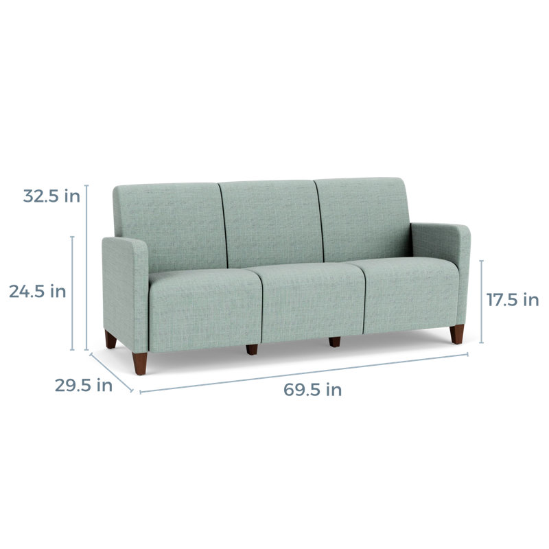 Fauteuil de réception 3 places Ravenna, Bois de noyer, Chambray écume de mer