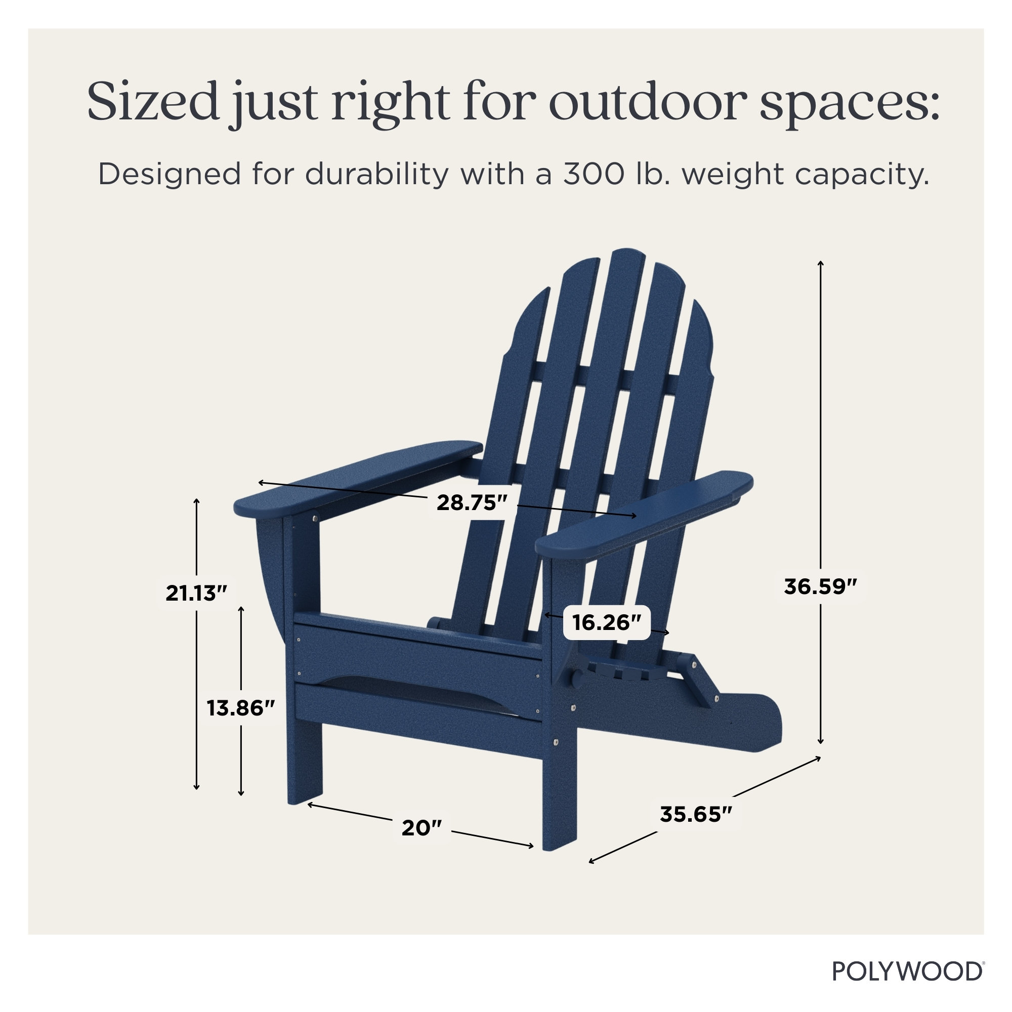 POLYWOOD Classic Adirondack Folding Adirondack Chair, Navy