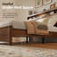 Wood Platform Bed Frame with Rattan Headboard, Storage Shelf and Built-In LED Reading Lights-2048183358