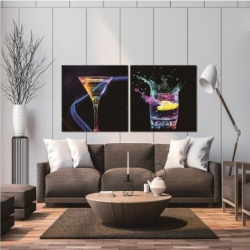 Neon Lights Drinks 2 Piece Wall Decor Set