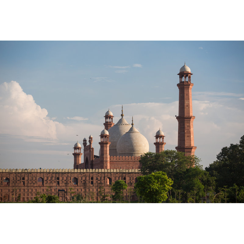 The Emperor's Mosque - Badshahi Masjid In Lahore;Pakistan Dome With Minarets Exterior by Saminaleo - Wrapped Canvas Print