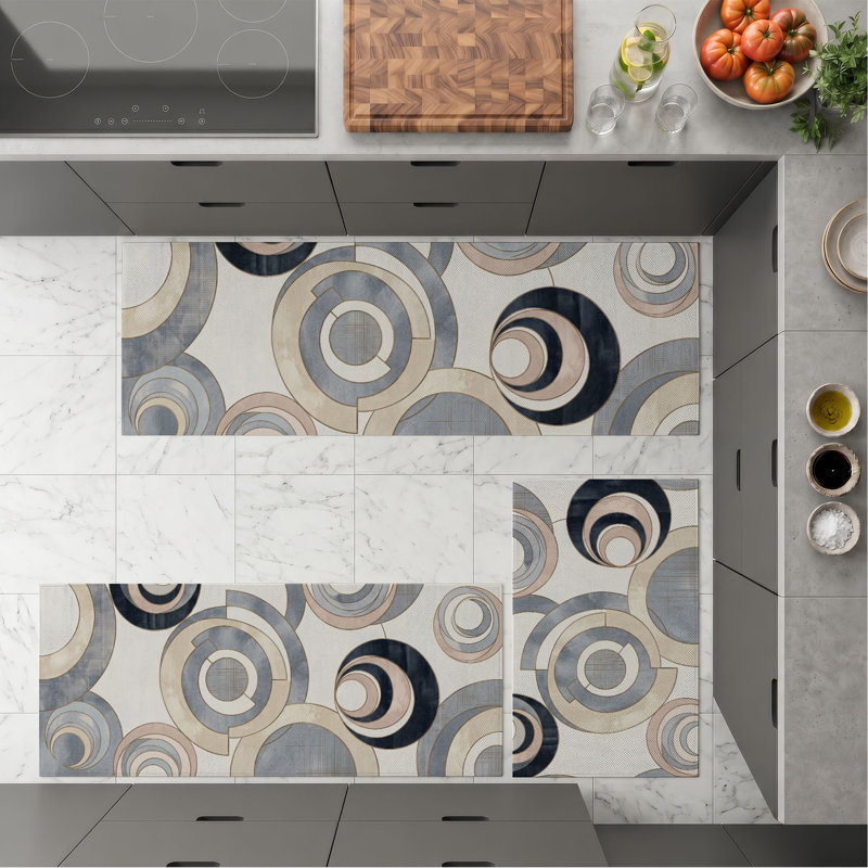 Circular Swirls Non-Slip Washable Kitchen Mats