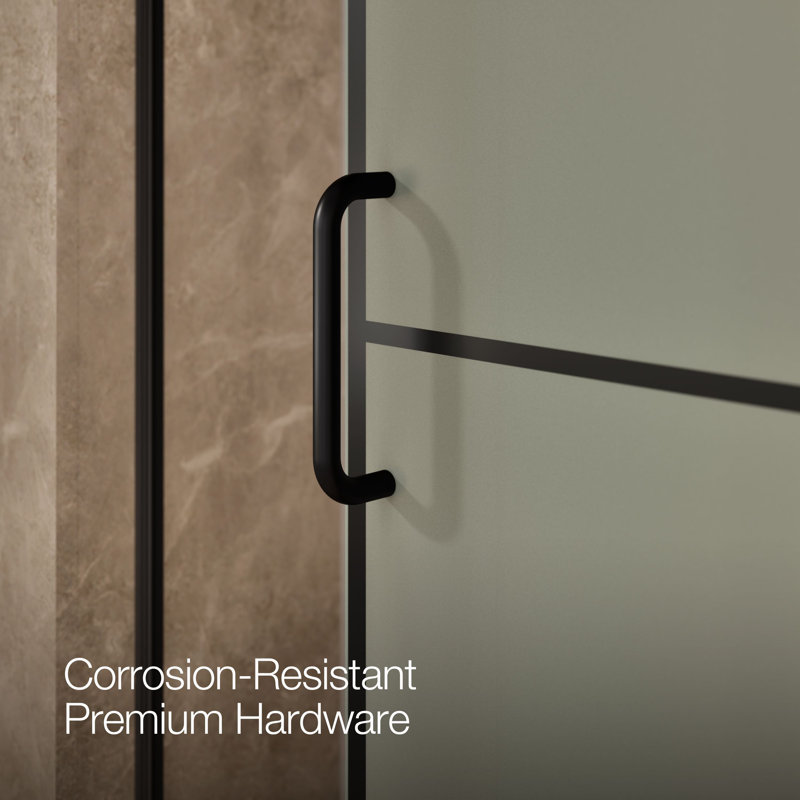 Elate Tall Sliding Shower Door, 75-1/2-In H X 50-1/4 - 53-5/8-In W, With Heavy 5/16-In Thick Crystal Clear Glass With Rectangular Grille Pattern
