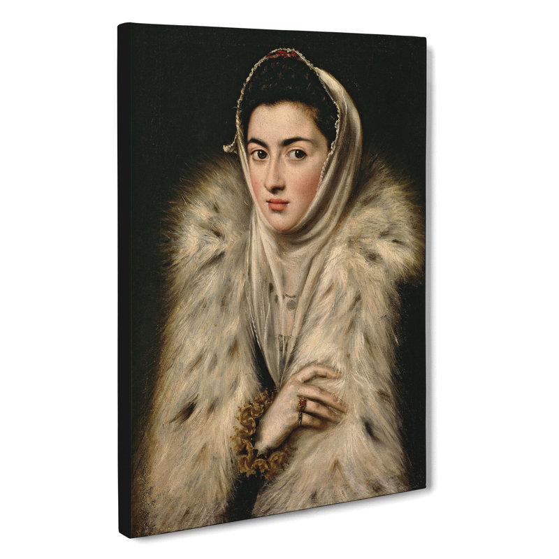 Lady In A Fur Wrap by El Greco - Wrapped Canvas Print, 60cm H x 40cm W x 3cm D