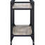Chariot de service au fini gris anthracite avec une touche de chêne rustique - plateau spacieux et tablette pour les besoins et armoire généreuse, rangement pour bouteilles de vin