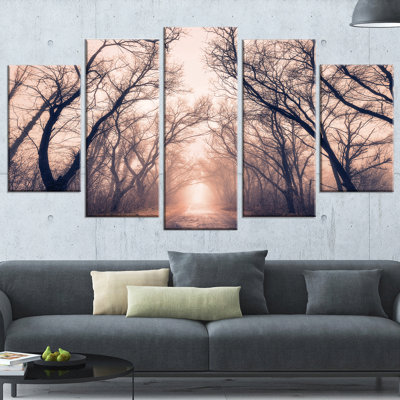 « road through mystical dark forest », ensemble de 5 reproductions de photos sur toiles tendues