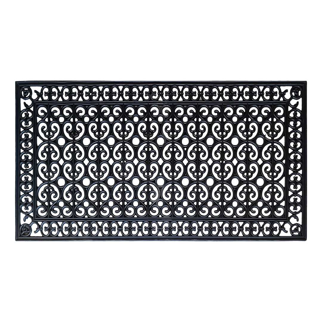 Totnes First Impression Natural Rubber Non-Slip Heavy-Duty Doormat – Large 30" x 60" Indoor/Outdoor Entry Mat, Floral Geometric Design One Allium Way® 