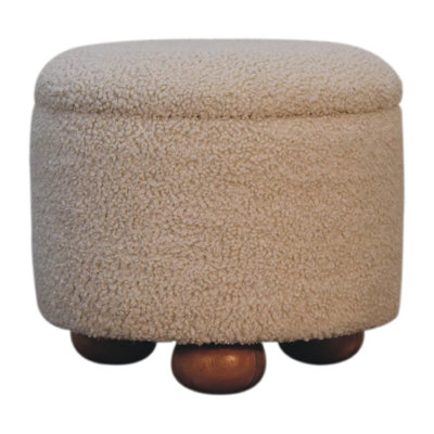 Houghton 37cm Wide Round Solid Colour Ottoman with Storage