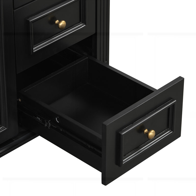 Meuble-lavabo 36 po avec lavabo, Noir, Doré