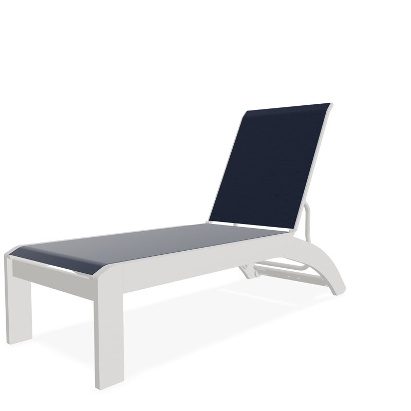 Chaise longue sans accoudoirs empilable en polymère Dune, Neige, Bleu marine 13D Sunbrella®