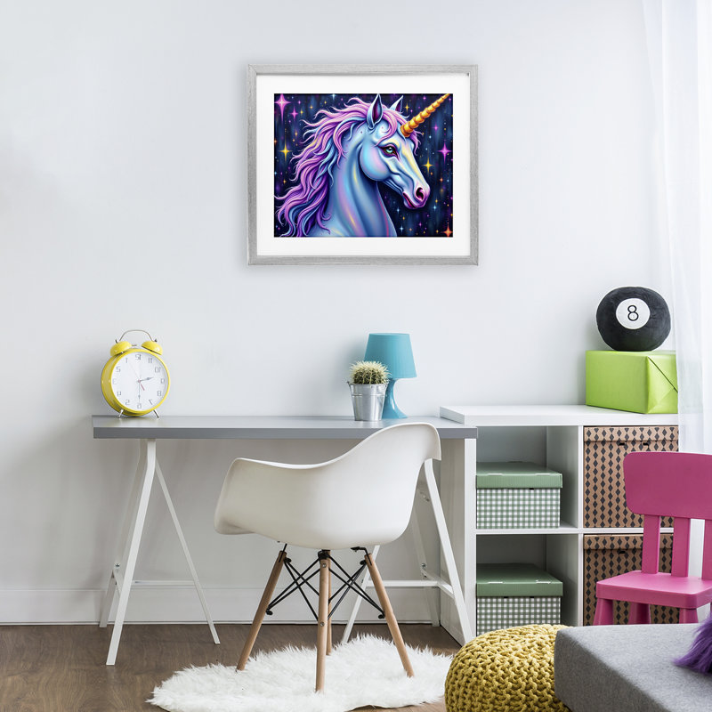 Star Dancer Unicorn, reproduction sous verre encadrée, conception de Tabz Jones, Cadre de ferme gris, H 17 po x l 21 po