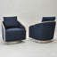 Ensemble de 2 chaises demi-tonneau pivotantes de 30 po en polyester avec base en bois-702729490