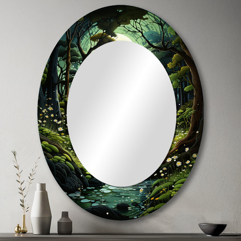 Miroir mural vert traditionnel Forest Enchanted Forest Pastoral I, 43 po x 33 po