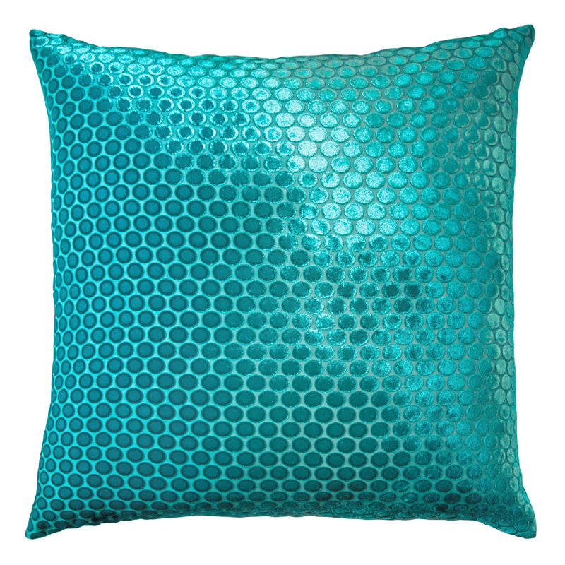 Dots Square Velvet Pillow Cover & Insert, 22"H x 22"W, Aruba